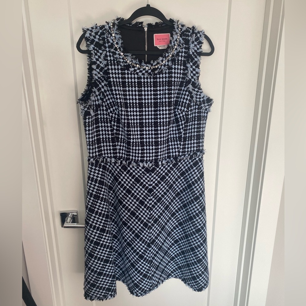 NWOT Kate Spade blue and black tweed dress.